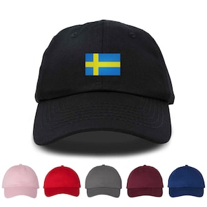 Sweden Flag Embroidered Unisex Baseball Cap, Adjustable Hat