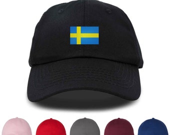 Sweden Flag Embroidered Unisex Baseball Cap, Adjustable Hat