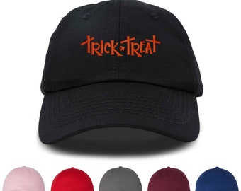 Trick or Treat Embroidered Unisex Baseball Cap, Adjustable Hat, Halloween