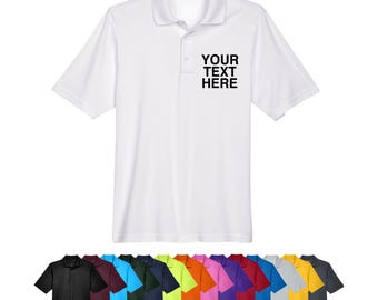 Polo da uomo personalizzata con testo ricamato, ideale per il lavoro e il golf.