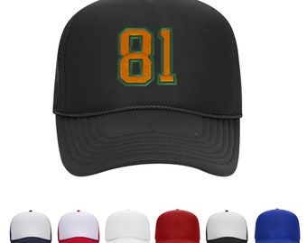 Cappellino da camionista personalizzato con numero universitario ricamato: cappellino della squadra sportiva