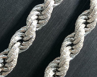 Silver Rope Chain Necklace CZ Rope 