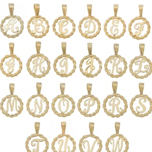 Pingente de corda com letra inicial - ouro maciço de 9 quilates - pingente de colar personalizado, pingente inicial, de A a Z, 9k 375 estampado