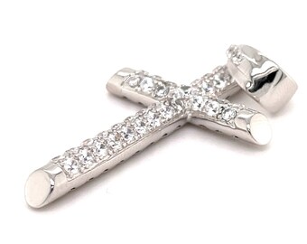 Ciondolo A Croce In Argento 925 E Zirconi - Foto 8