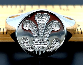 Ring met Keltische veren | 925 sterlingzilver | Iers geïnspireerde sieraden | Zegelring Welsh