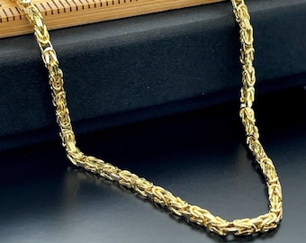 9k Gold Chain Byzantine Necklace Handmade, King Chain Necklace, Bali Chain, 9ct  Byzantine Chain 2MM, 375 Stamp