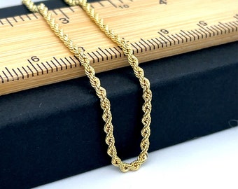 9ct Yellow Gold Rope Chain 2mm Twisted Genuine Necklace Men