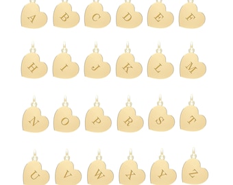 Tidlöst hänge i 9 karat massivt guld med hjärta och initialer - Perfekt present till nära och kära, A till Ö, 375 stämplat