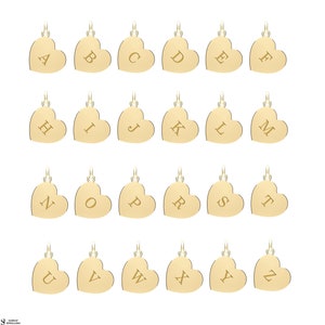 Zeitloser 9 Karat Massivgold Herz Anfangsbuchstaben Anhänger - Perfektes Geschenk für die Lieben, A bis Z, 375 gestempelt