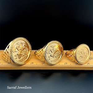 Gold Ring, Full Half 1/10 Sovereign Yellow Gold Ring 375 9ct Yellow Gold St George Coin Dragon Slayer | Coin Jewelry | Coin Rings, Mens Ring