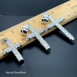 Sterling Silver Cross Pendant, Figaro Chain - Handcrafted Religious Necklace for Men and Women | CZ 925 Stamp