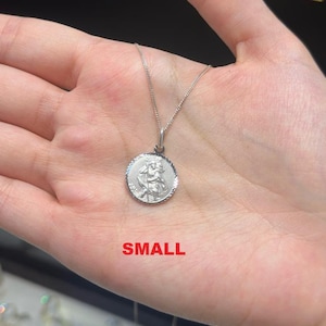 925 Sterling Silver St. Christopher Pendant | Figaro Chain 16&quot; 18&quot; 20&quot; 22&quot; 24&quot; | Diamond Cut Religious Necklace