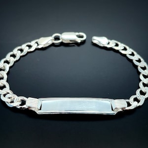 Personalized Sterling Silver Baby Pave ID Bracelet | Custom Engraved Baby Name Bracelet | 925 Stamp