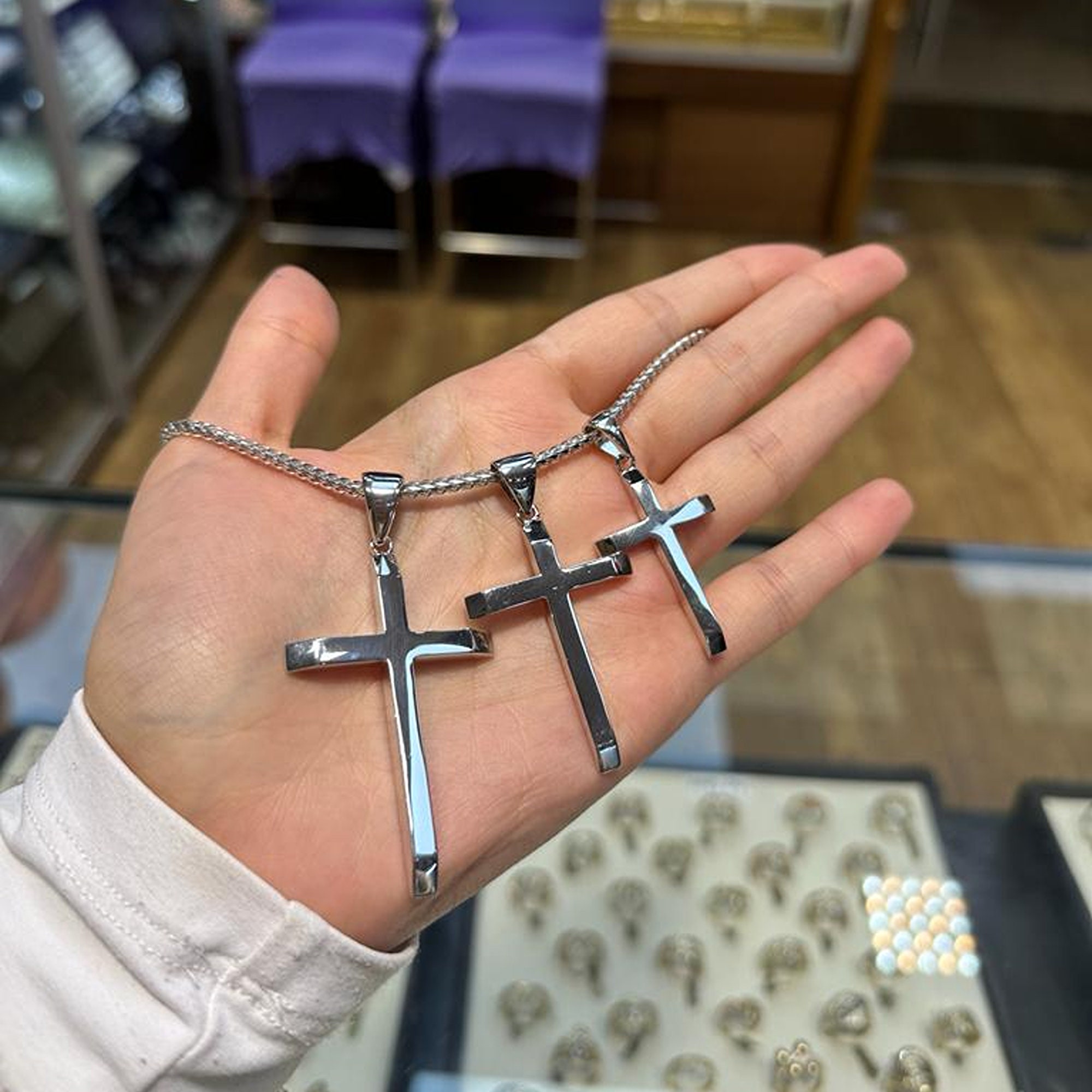 Solid Cross Pendant for Men and Women Franco Chain Heavy Genuine
