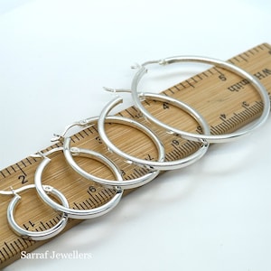 Elegant Silver 10mm-40mm Plain Hoop Earrings - Minimalist Jewelry  | 925 Sterling Silver