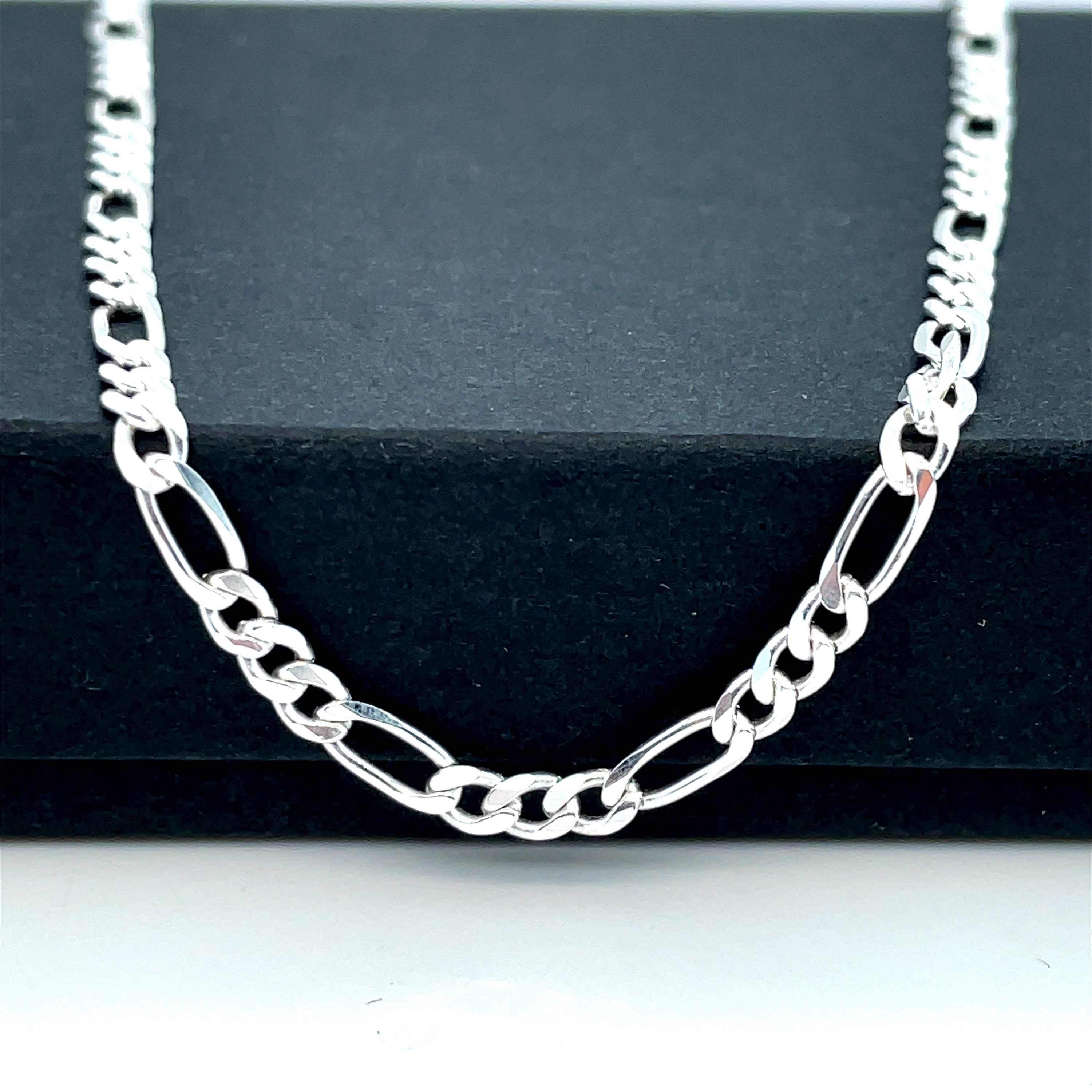 925 Sterling Silver Figaro Curb Chain Bracelet Mens Ladies Necklaces | 925 Stamp | 3MM Wide