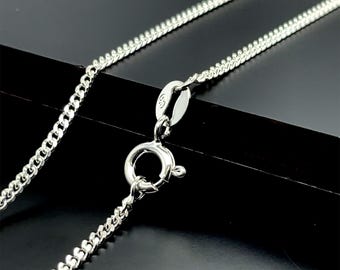 925 Sterling Silver Fine Curb Chain | 2MM Dainty Necklace | 16-24 Inch Length Options