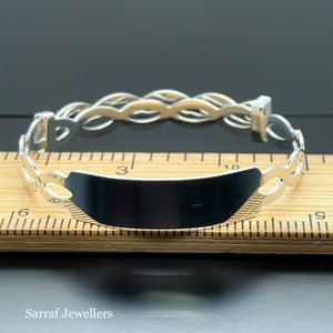 Personalized 925 Sterling Silver Babies&#39; Round ID Expandable Bangle - Customizable Baby Bracelet | ID Bangle