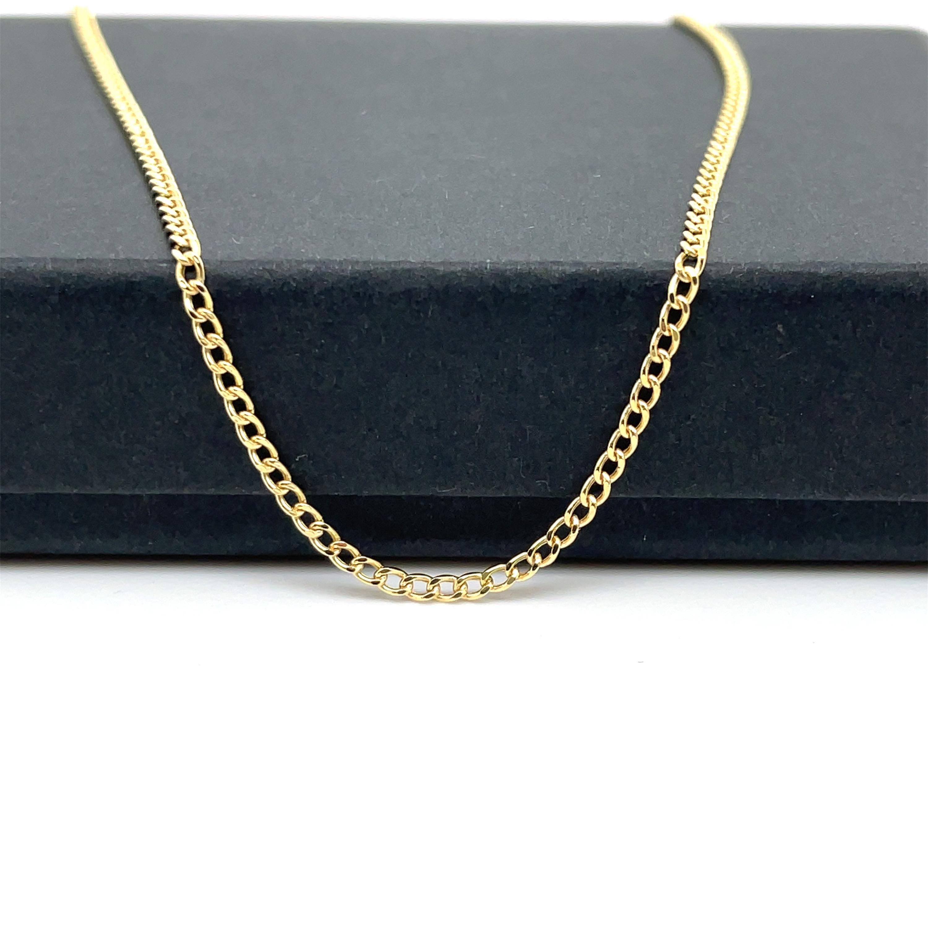 9ct Yellow Gold 1.5mm Flat Hollow Curb Link Chain Necklace 16