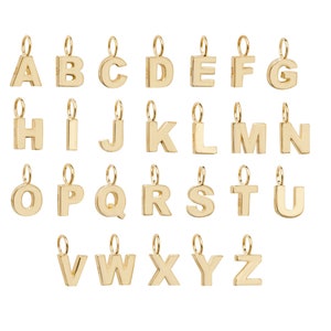 Colgante con letra inicial, colgante de oro macizo de 9 quilates para collar, dije inicial de la A a la Z, sello 375, colgante de oro de 9 quilates