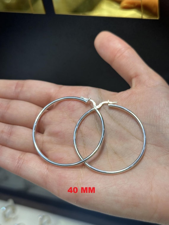 Orecchini a cerchio semplici in argento sterling 925 / Misure da 25 mm a 70 mm / Design minimalista / Spedizione gratuita - Italia