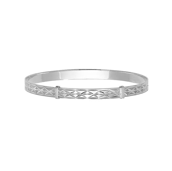 925 Sterling Silver Celtic Diamond-cut Expandable Women's Bangle