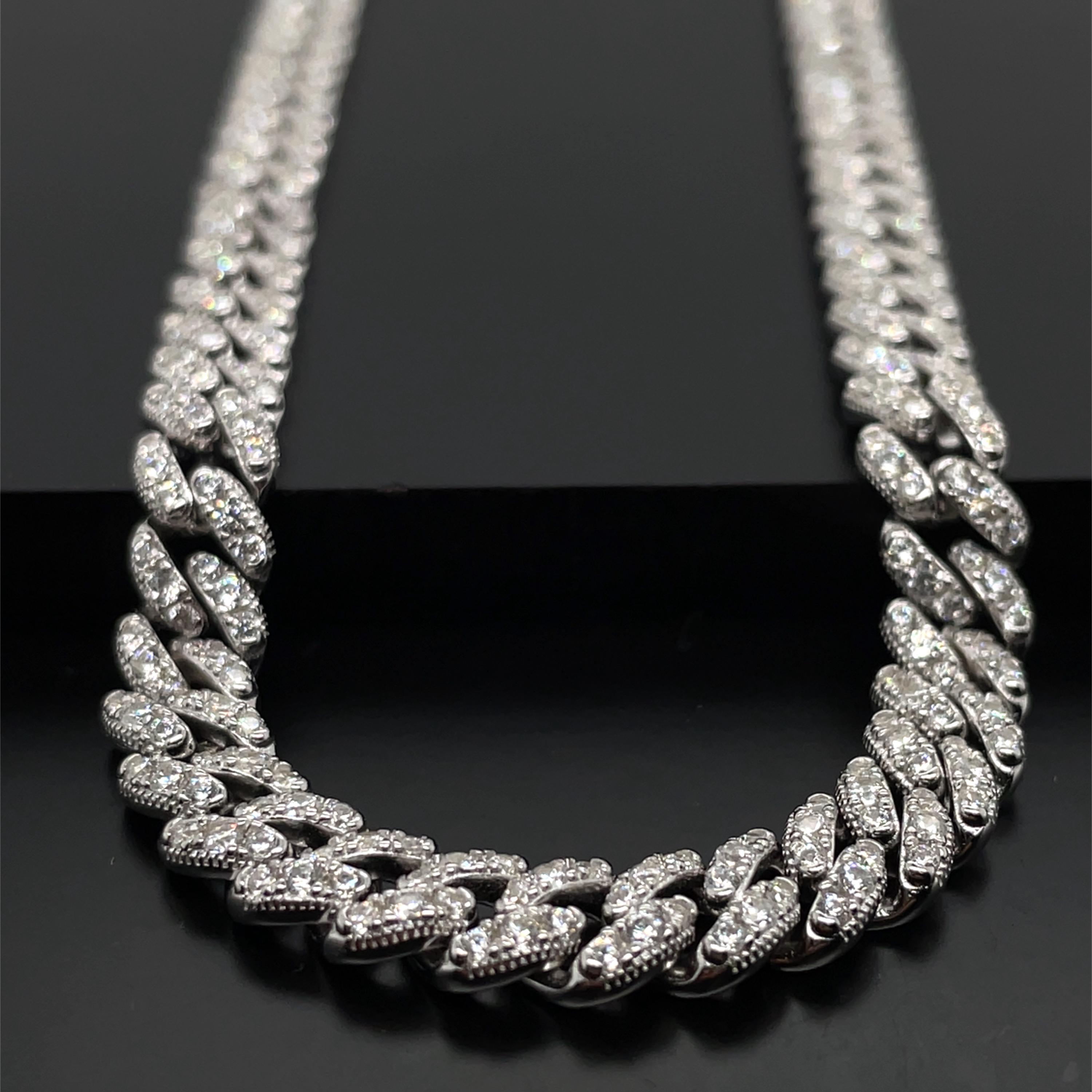 925 Sterling Silver 6mm Cz Curb Chain Necklace Bracelet | Mens