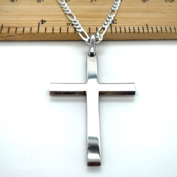 Ciondolo a croce in argento - Collana religiosa in argento sterling per uomo e donna / Croce piatta semplice / Timbro 925 - Italia Ciondolo a croce in argento - Collana religiosa in argento sterling per uomo e donna / Croce piatta semplice / Timbro 925 - Italia
