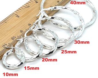 Orecchini A Cerchio Ovale In Argento Sterling 925 - Taglio Diamante, Donna, 21mm