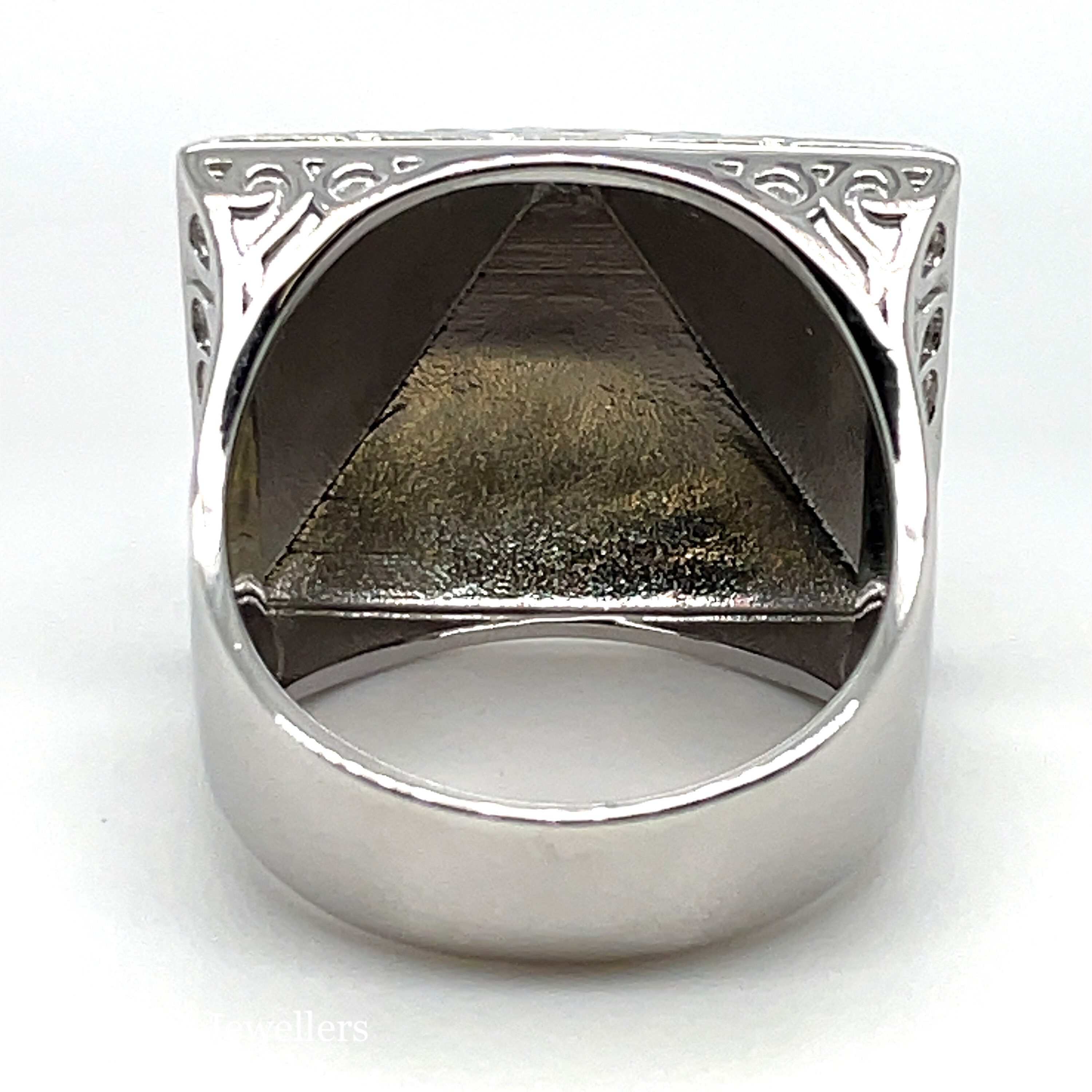 Solid 925 Sterling Silver Pyramid Ring | Gold on Silver