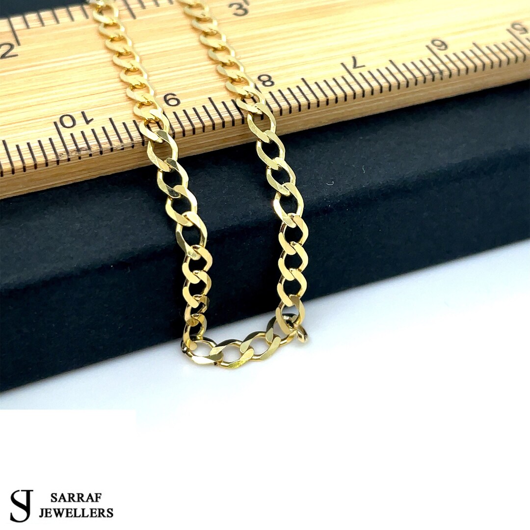 10k Solid Yellow Italian Gold Curb Link Chain Necklace Cadena De Oro 7