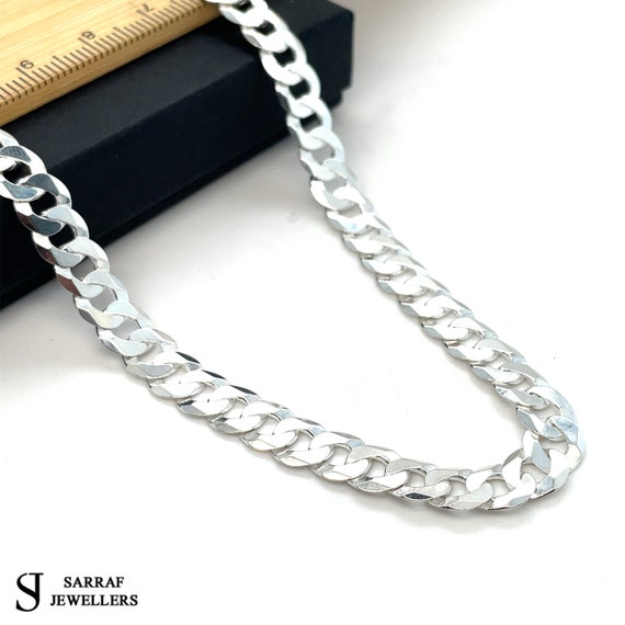 Flat Curb Chain Solid 925 Sterling Silver Mens Necklaces Italian Style  HEAVY NEW