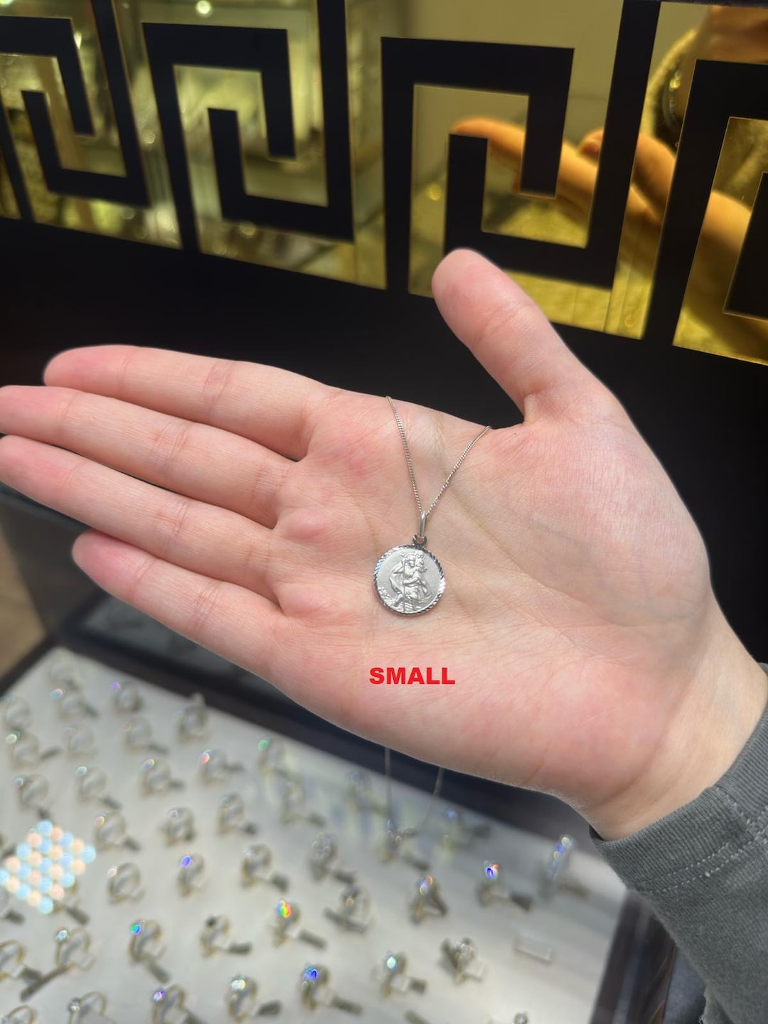 925 Sterling Silver Christopher Pendant Figaro Chain 16