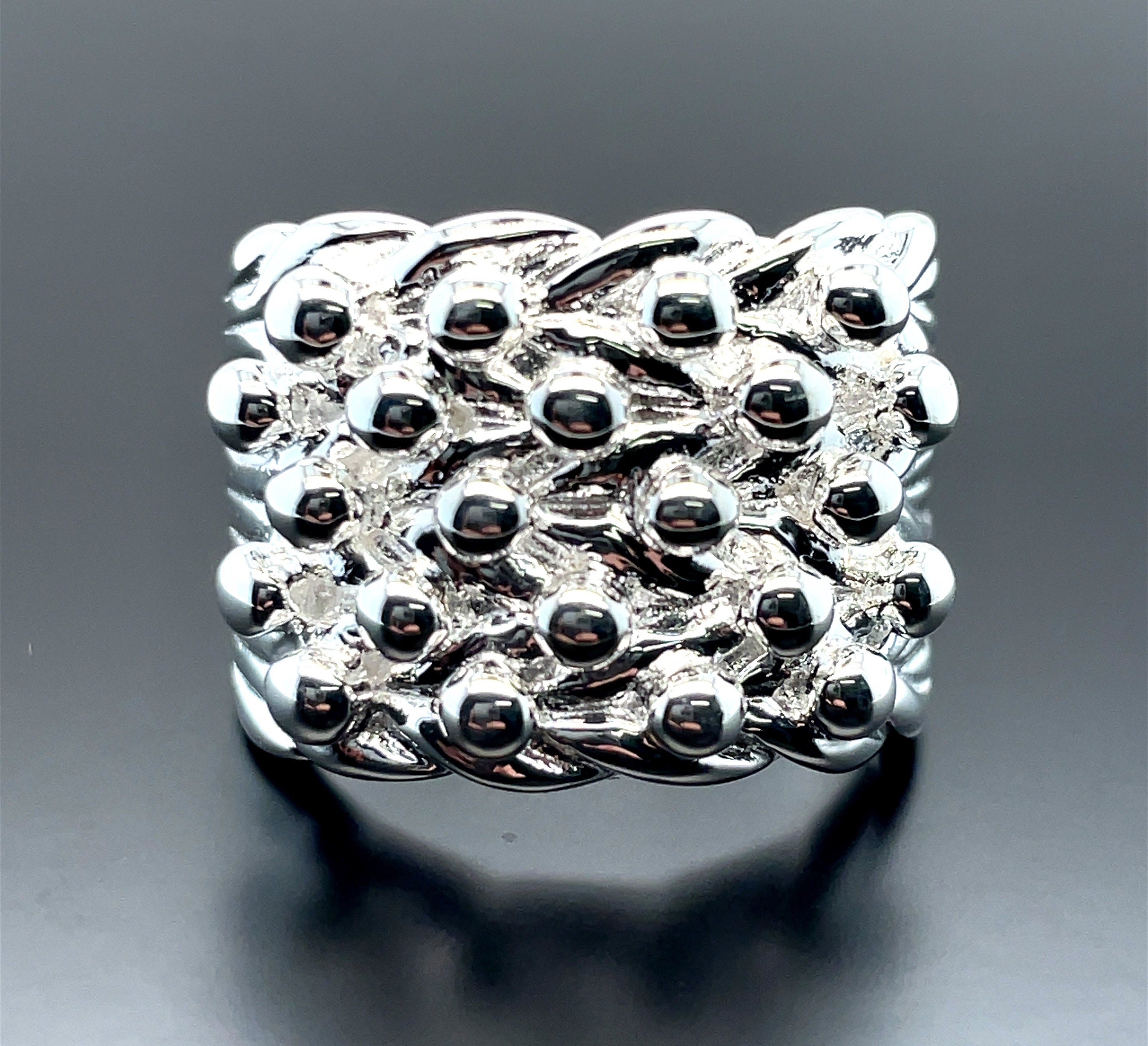 925 Sterling Silver Men 5 Row Keeper Ring Silver Knot Buckle Keeper Ring 22GR All Sizes Available
