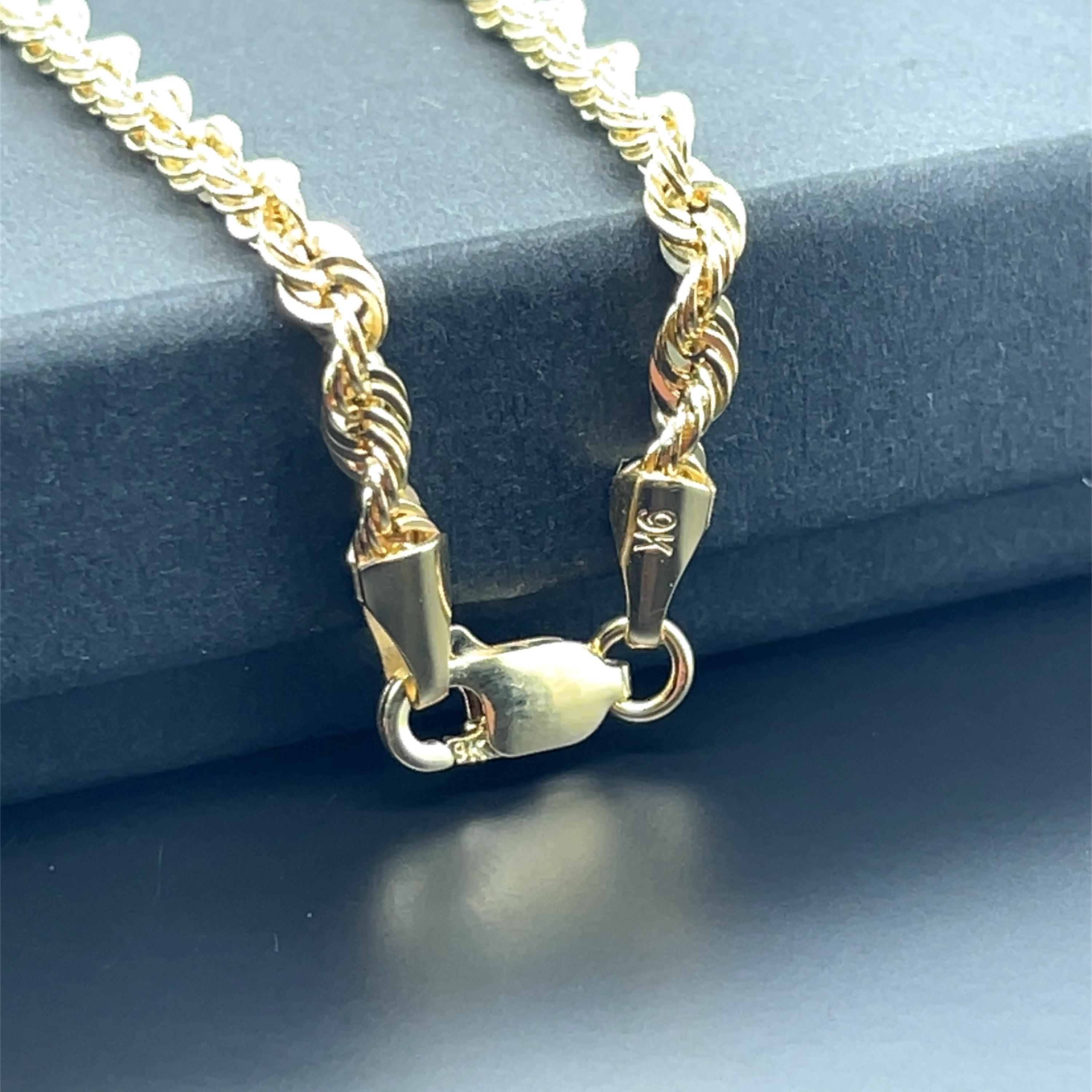 Rope Sarraf Jewelry Real Gold 9ct Yellow Gold Rope Chain Necklace