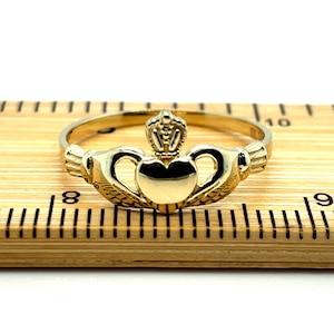 9ct Yellow Gold Irish Claddagh Ring - Traditional Celtic Love, Loyalty, Friendship Symbol - Handcrafted Irish Jewelry
