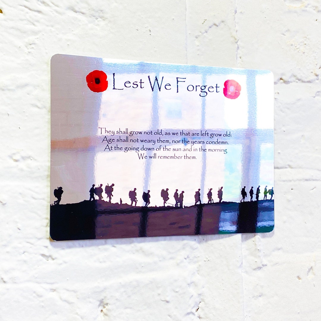 ShopQuality4U A4 Military Poppy Lest We Forget Remembrance Day Printed Metal Aluminium Sign Plaque 92282