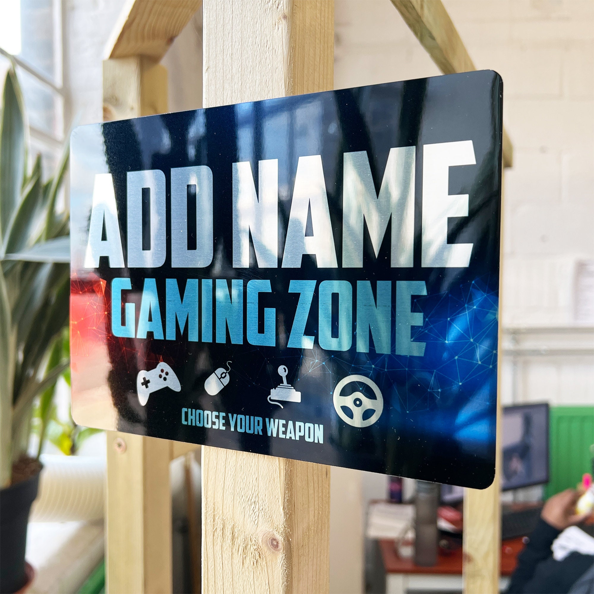 Personalised Metal Mirror Gamer Sign - Customised Printed Wall Art ...
