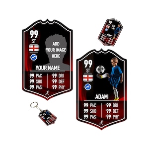 Regalo de tarjeta de fútbol de metal personalizada / Campeones / Ultimate Team 24 Tablero personalizado para fanáticos del fútbol para hijo, papá, novio, dormitorio de niños, cumpleaños