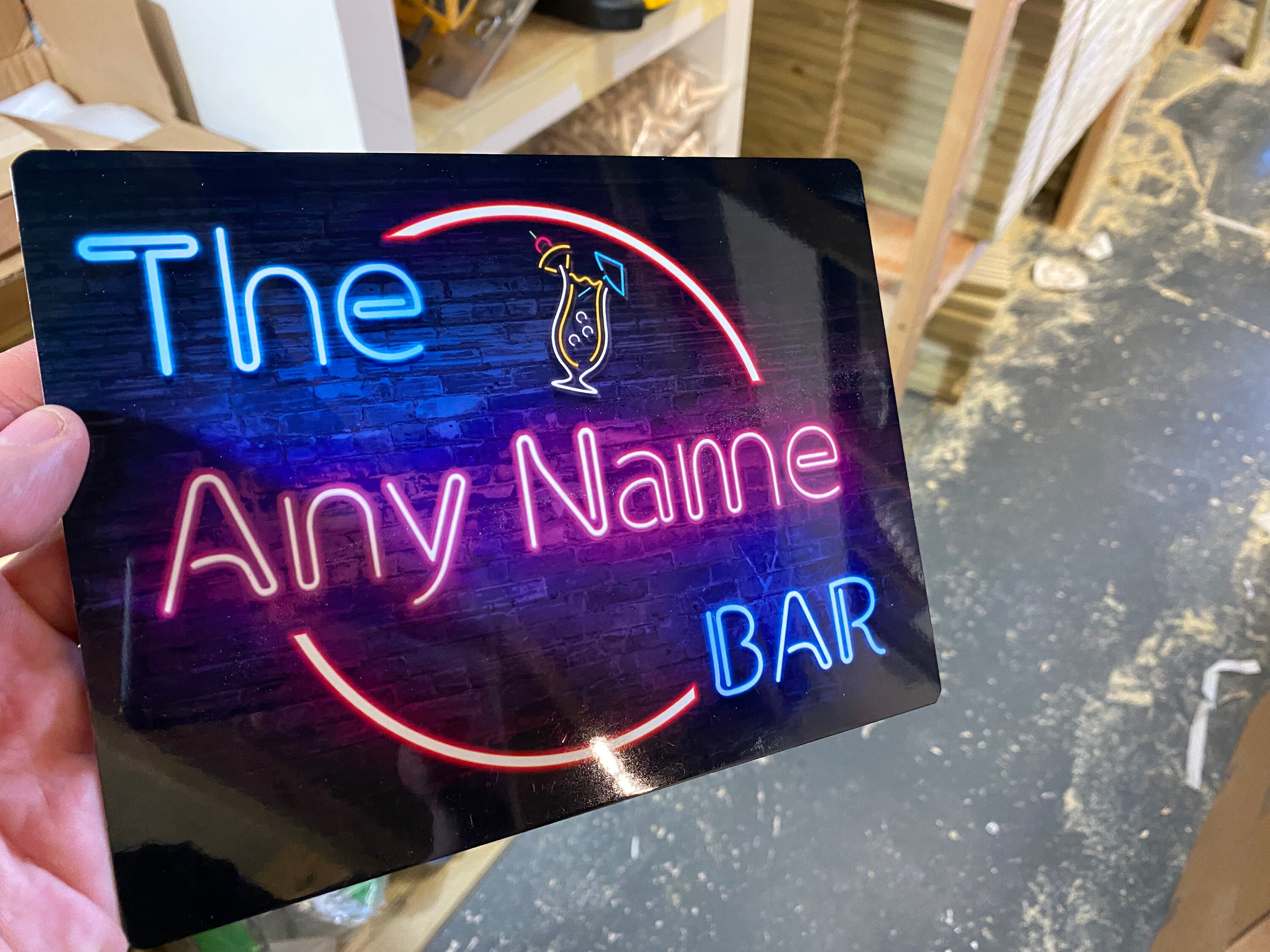 Personalised Bar Sign Neon Effect Printed Metal Sign Wall Etsy