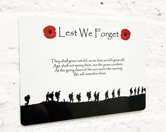 Lest We Forget Flanders Field - Military Poppy Sign -  Wall Art Metal Sign - Remembrance - Aluminium Poppy Sign
