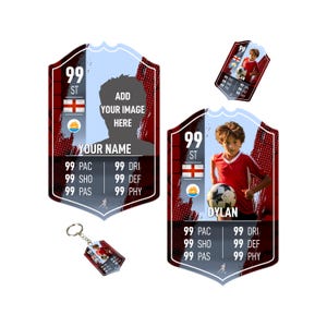 Cartão de futebol de metal personalizado presente | Campeões | Ultimate Team 24 fã de futebol quadro personalizado para filho pai namorado quarto infantil aniversário
