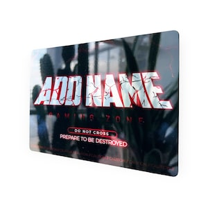 Personalised Metal Mirror Gamer Sign - Customised Printed Wall Art Plaque - Gaming Zone Magma