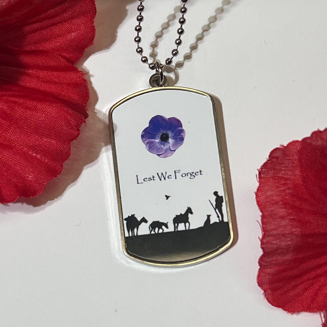 Lest We Forget Remembrance Military Poppy ID / Dog Tags Flanders Field ...