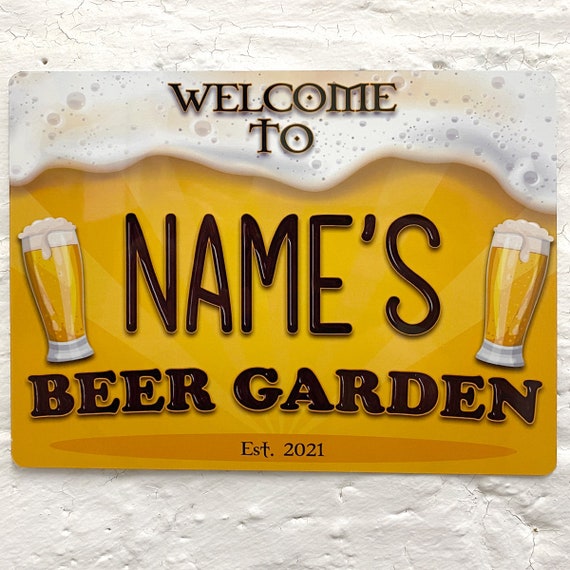 Personalised Beer Garden Sign 3D Effect Printed Metal Sign Etsy