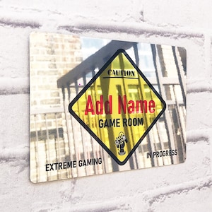 Personalised Metal Mirror Gamer Sign - Customised Printed Wall Art Plaque - Extreme Gaming