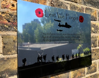 Military Poppy - Lest We Forget - Battle of Britain on Mirror Metal Sign, Flanders fields remembrance, Custom Gift