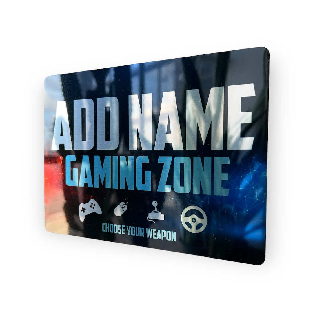 Personalised Metal Mirror Gamer Sign - Customised Printed Wall Art ...