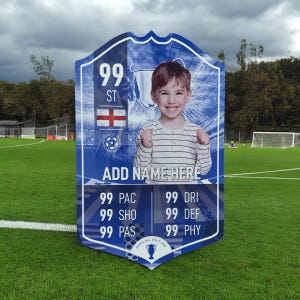 Personalised Metal Football Card Gift | Champions | Ultimate Team 25 soccer Fan Custom Board For Son Dad Boyfriend Kids Bedroom Birthday