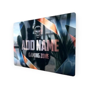 Personalised Metal Mirror Gamer Sign - Customised Printed Wall Art Plaque - Gaming Zone Skull